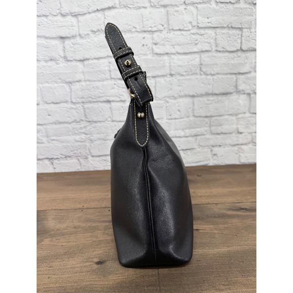Dooney & Bourke Black Saffiano Leather Hobo Shoulder Bag Gold Hardware Logo - Picture 7 of 16